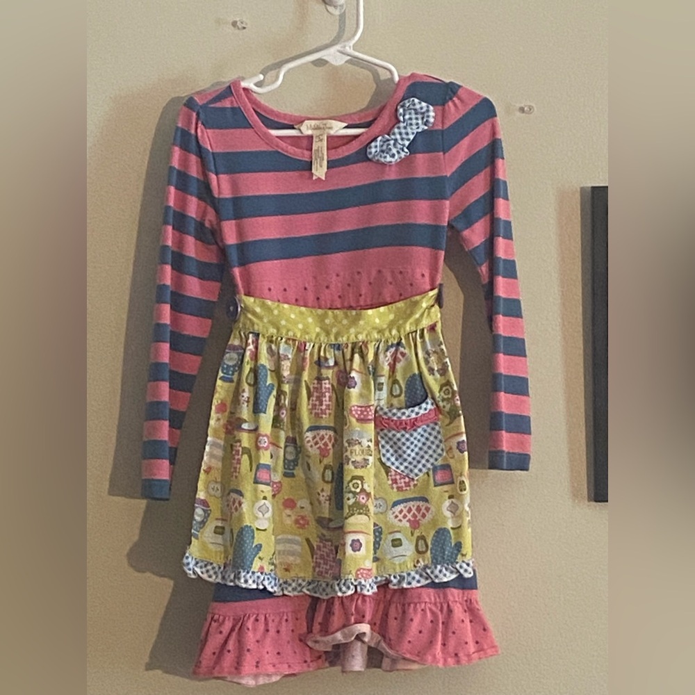 Matilda Jane Pink and Blue Ruffled Tiered Casual Dress